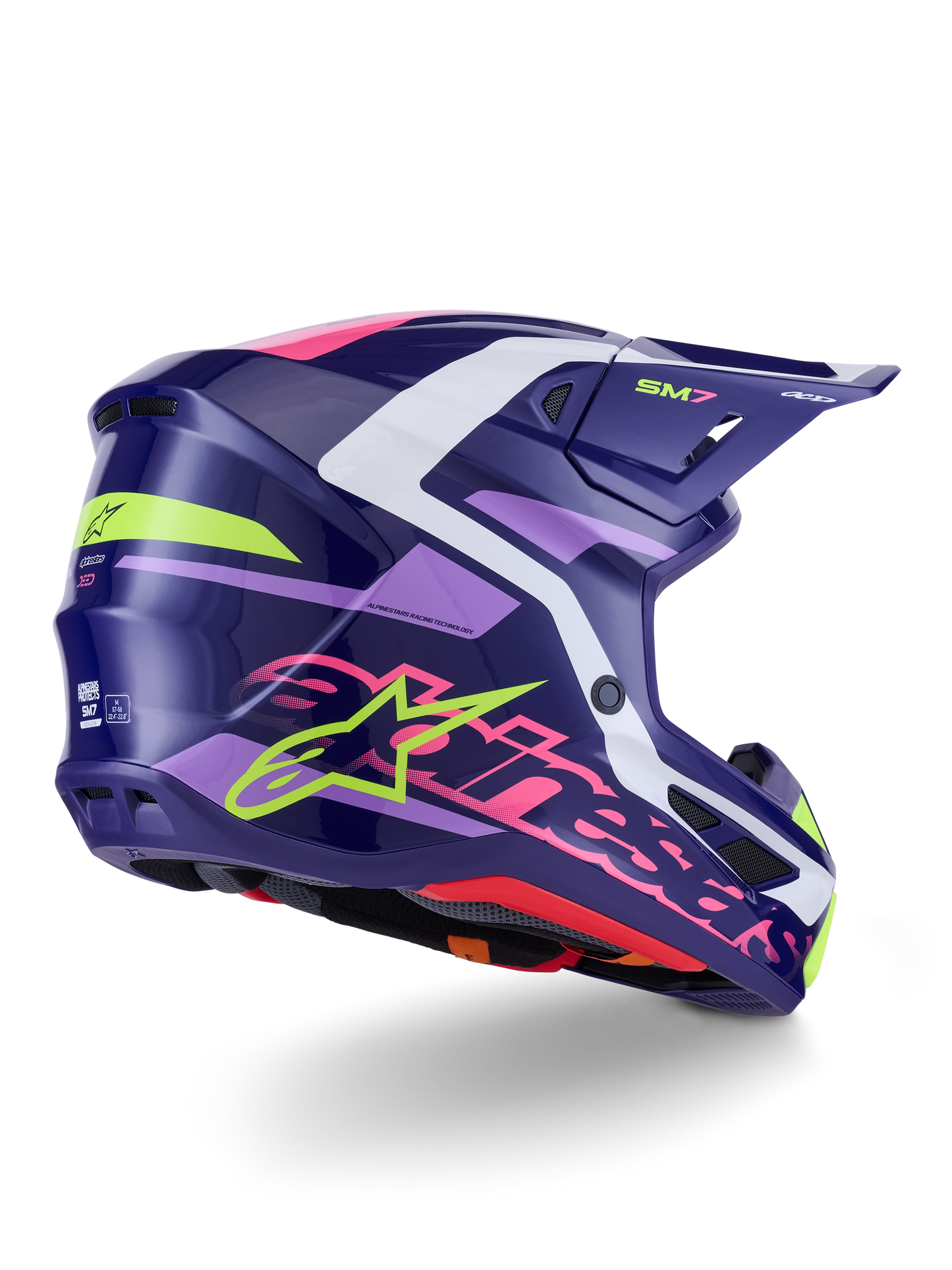 Alpinestars SM7 Deed Helmet Large Purple and Pink Gloss Finish