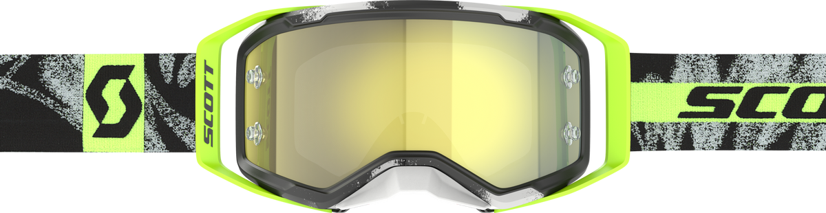SCOTT Prospect 2.0 Offroad Goggle with Yellow Chrome Lens - Black and Neon Yellow Frame