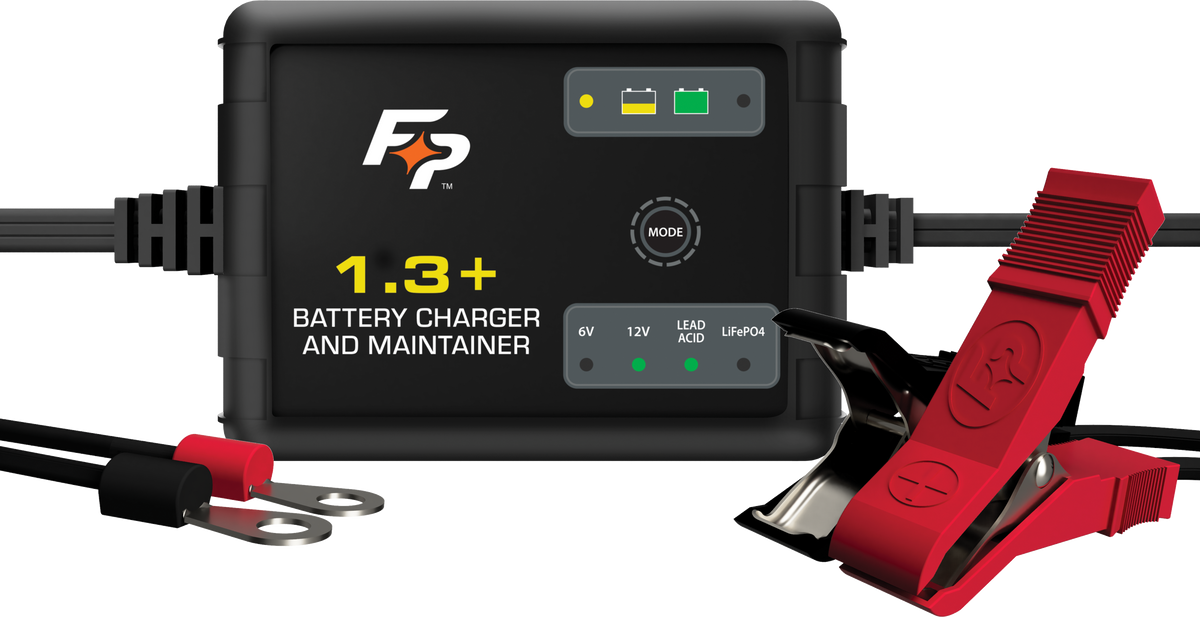 FIRE POWER Battery Charger 6V/12V 1.3A - Fully Automatic Lead-Acid and Lithium-ion Automotive and Marine Battery Charger