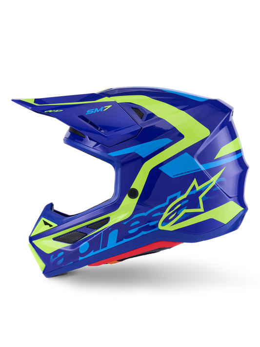 Alpinestars SM7 Deed Helmet Small Blue/Yellow Fluo Glossy Offroad Helmet