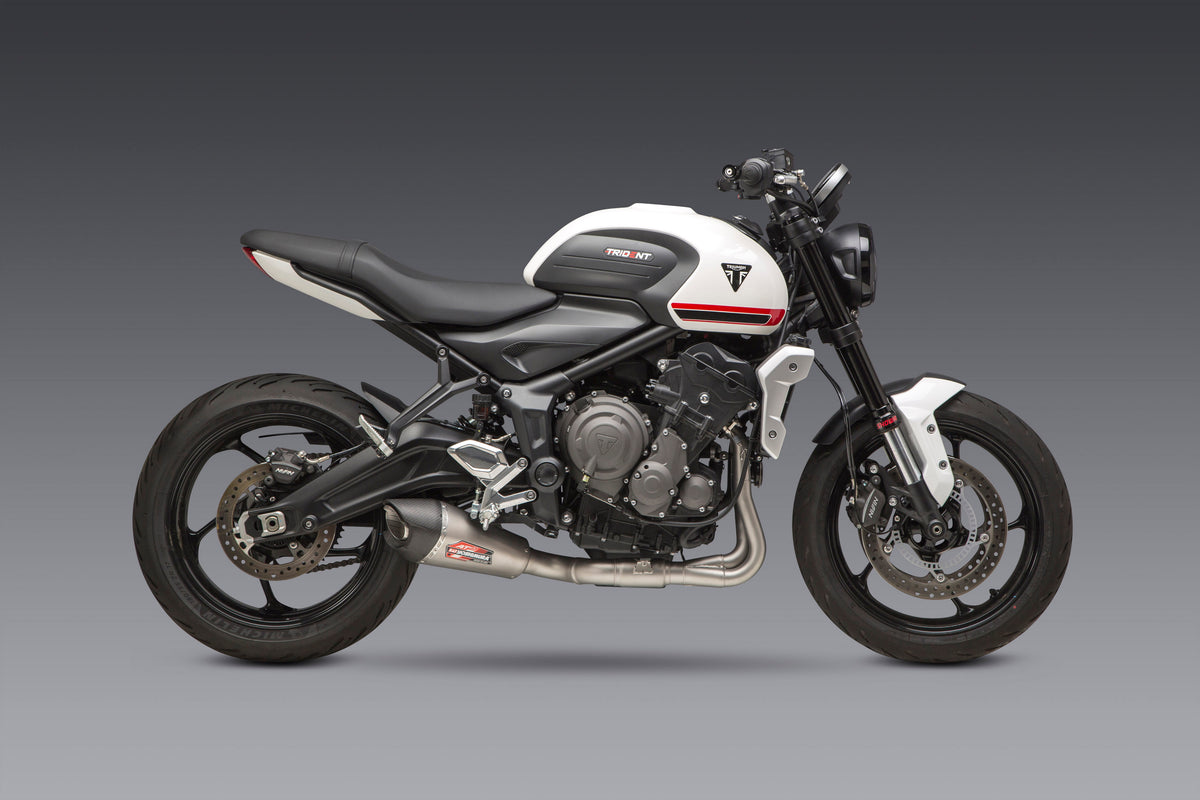 Yoshimura AT2 Race Full System Exhaust for Triumph Trident 660 - Matte Carbon Fiber End Cap