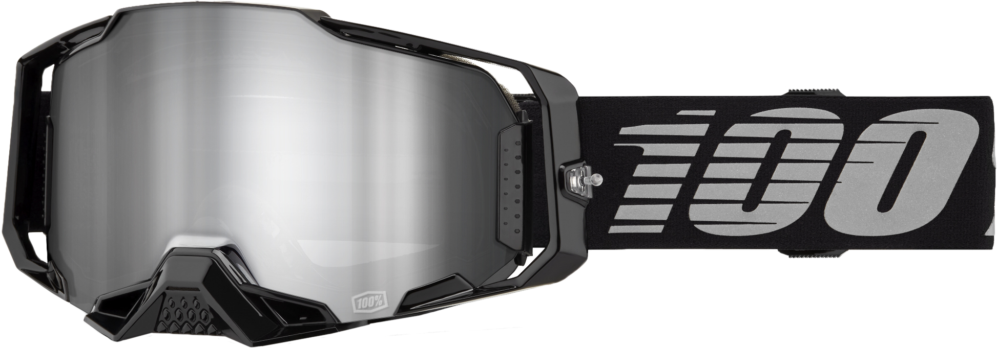 100 Percent Armega Goggle Black Mirror Silver Lens – Offroad Impact-Resistant Eyewear with Ultra HD Clarity