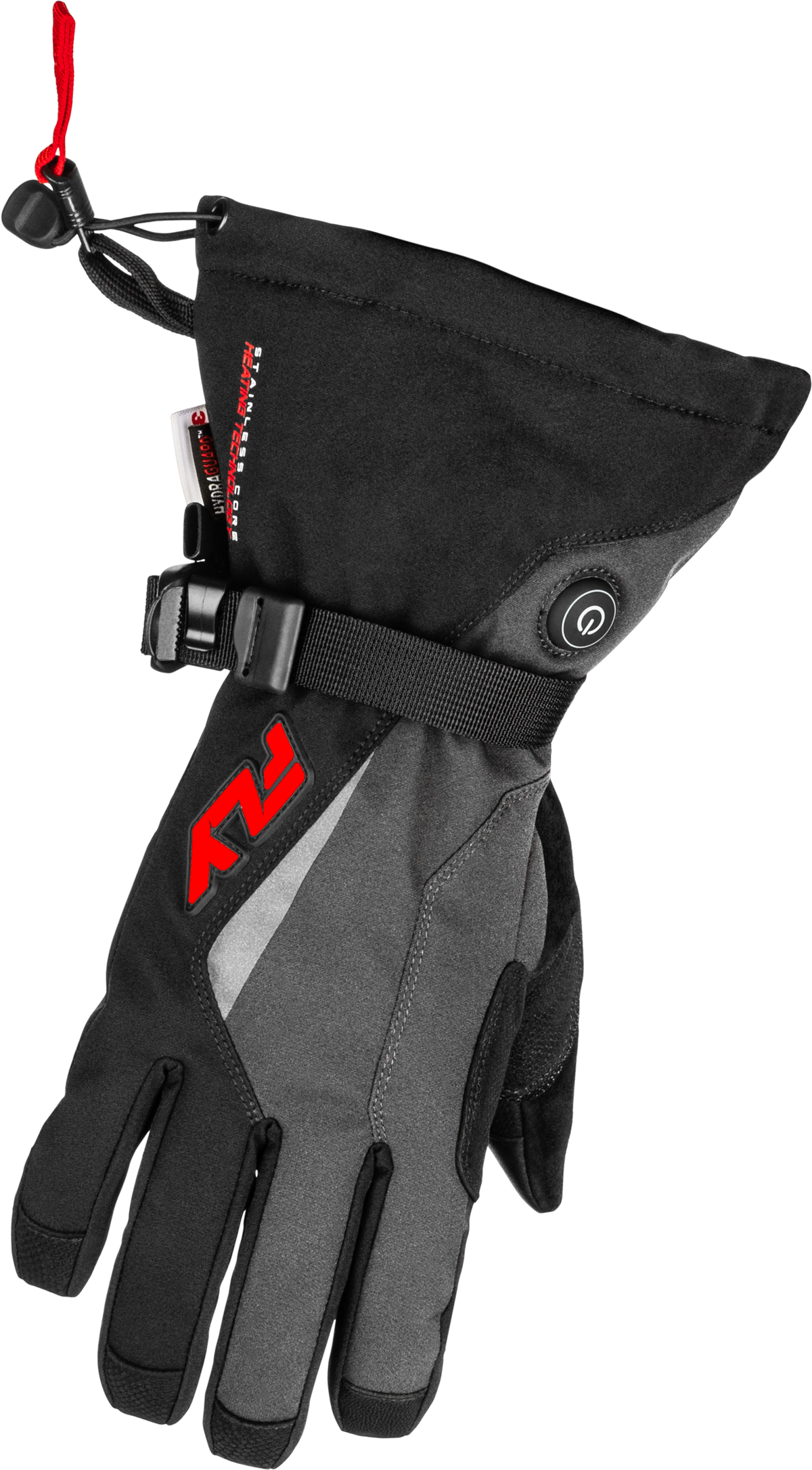 Fly Racing Title Heated Gauntlet Gloves Medium Grey/Black/Red