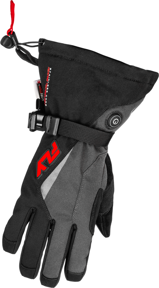 Fly Racing Title Heated Gauntlet Gloves Large Grey/Black/Red