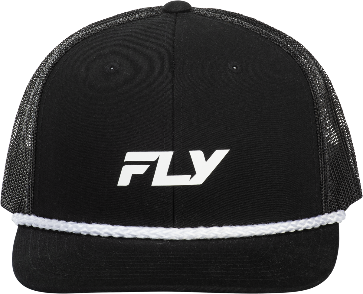 Fly Racing Black Trucker Hat with Adjustable Snapback Closure