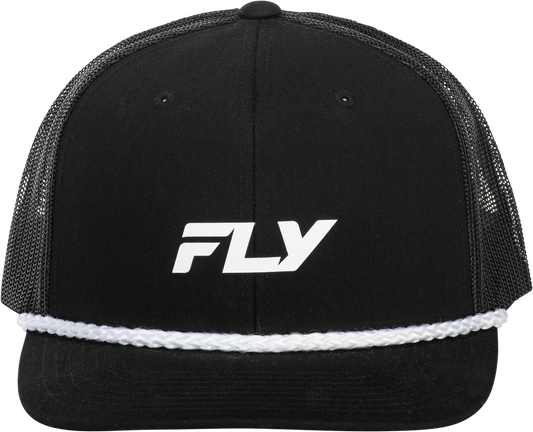 Fly Racing Black Trucker Hat with Adjustable Snapback Closure