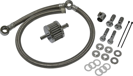 HardDrive Universal Breather Hose Kit 93-16 for V-Twin Engines with Custom Air Cleaner Support
