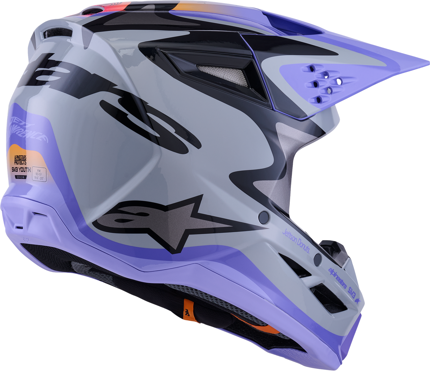 Alpinestars Jettson SM3 Youth Helmet - Grey, Purple, and Black Gloss Finish