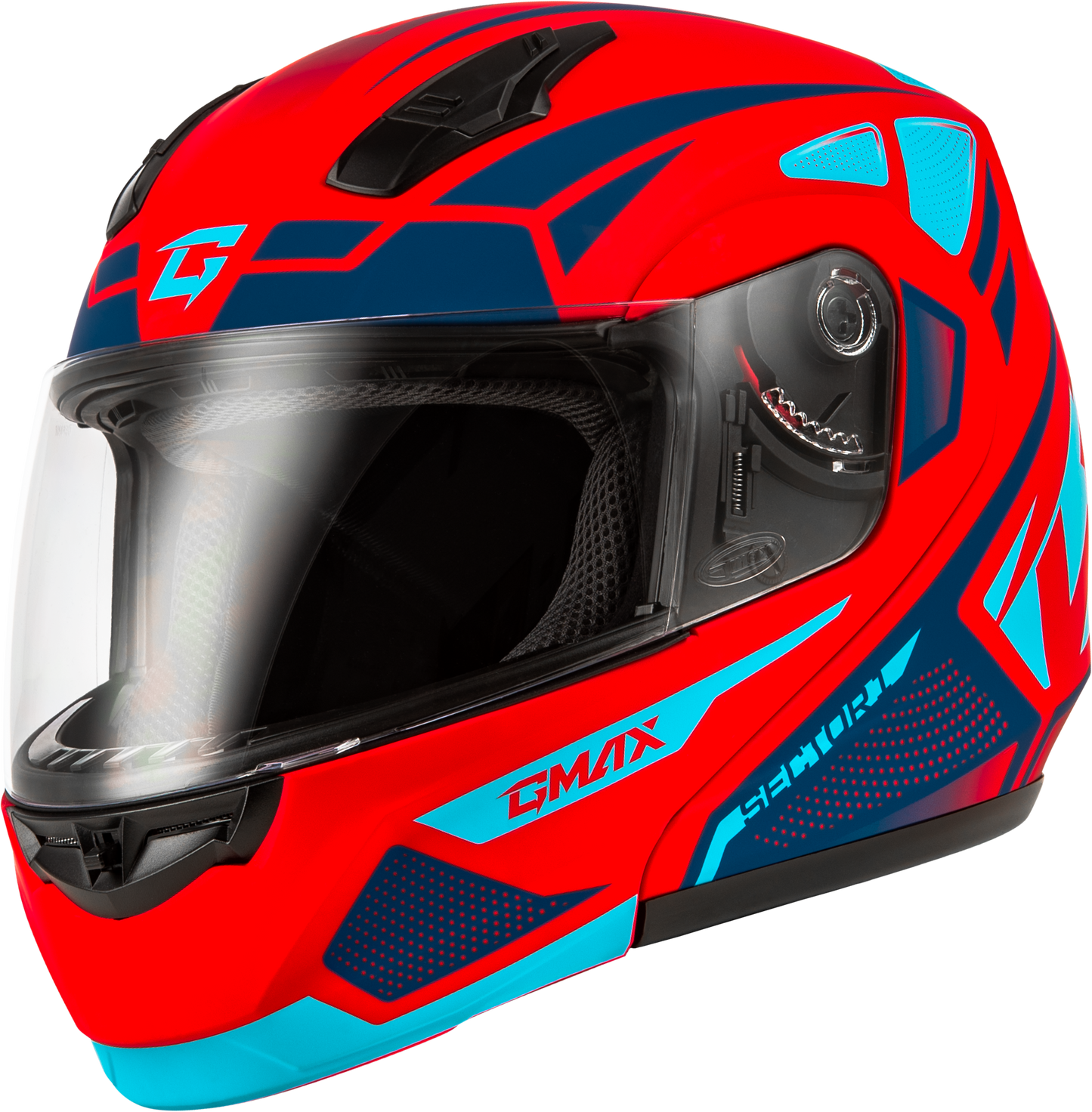 GMAX MD-04 Sector Modular Helmet - Lightweight Street Helmet with Coolmax Technology, Red/Blue, Small