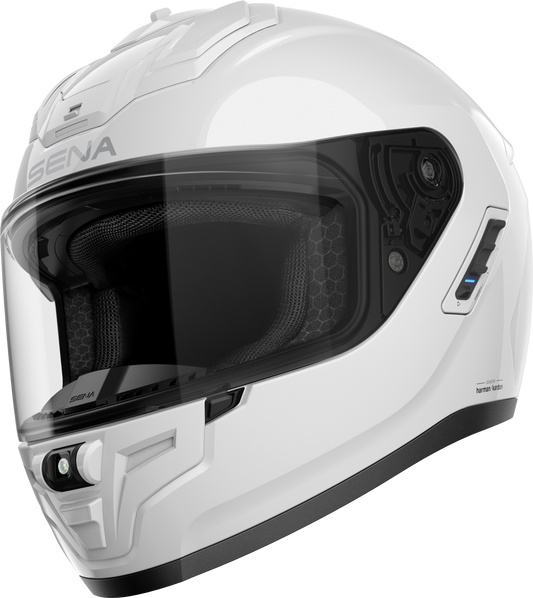 SENA Phantom Full-Face Mesh Communication Helmet - Glossy White, Medium