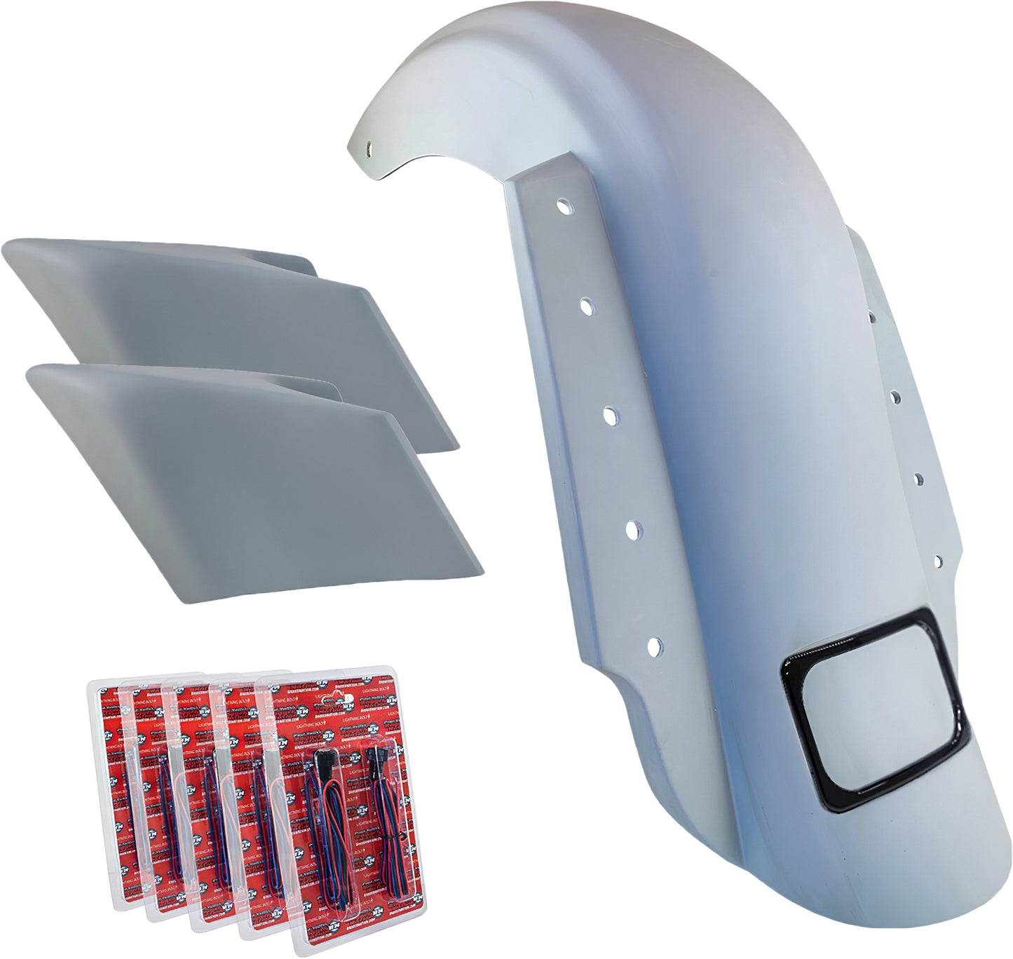 Bagger Nation 3-Piece Swoop Stretched Fender Kit with Black Finish for V-Twin Bikes