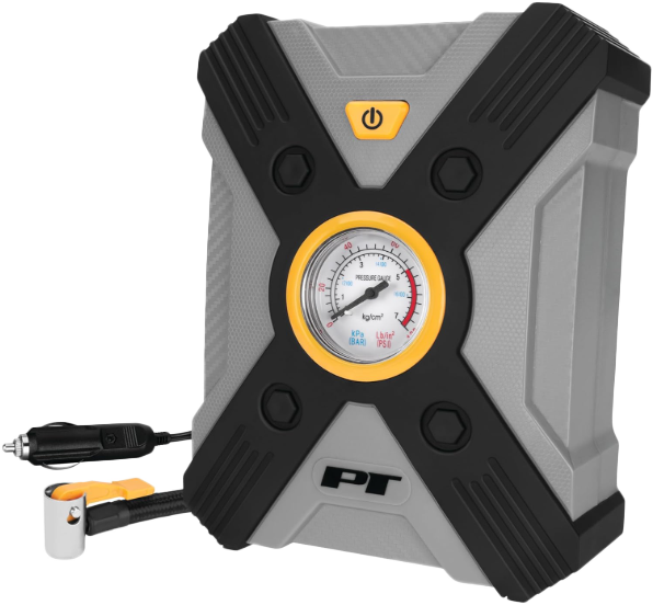 Performance Tool W7901 12V Rapid Tire Inflator with LED Light and Pressure Gauge