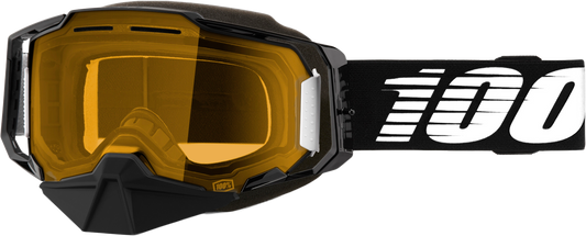 100-Percent Armega Snowmobile Goggle with Yellow Lens - Black