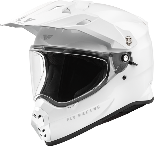 Fly Racing Trekker Solid Helmet White Medium – Full-Face Street Motorcycle Helmet with Anti-Fog Shield and Ventilation System