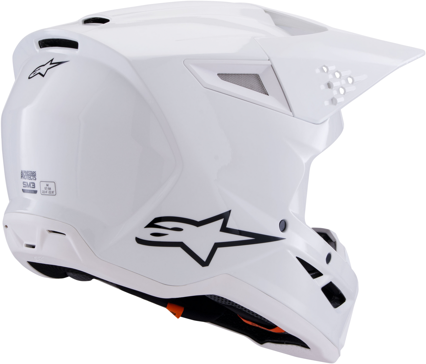 Alpinestars SM3 Off-Road Helmet - White Glossy, Small, Model SM3