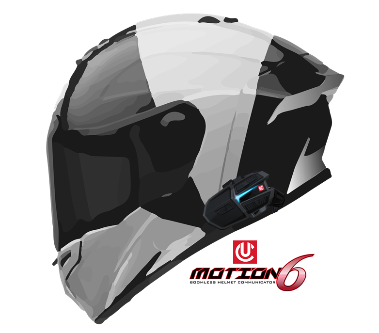 Uclear Motion 6 Single Universal Bluetooth Intercom System with 6-Rider DynaMESH and 18-Hour Battery Life