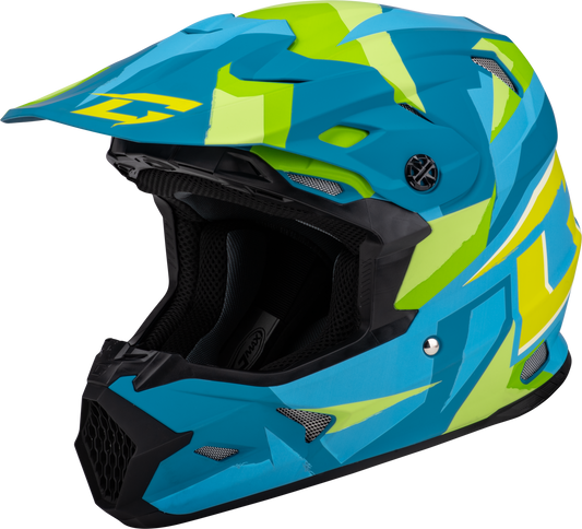 GMAX MX-96 Off-Road Helmet Matte Blue/Green X-Large – DOT Approved with MIPS and Advanced Ventilation