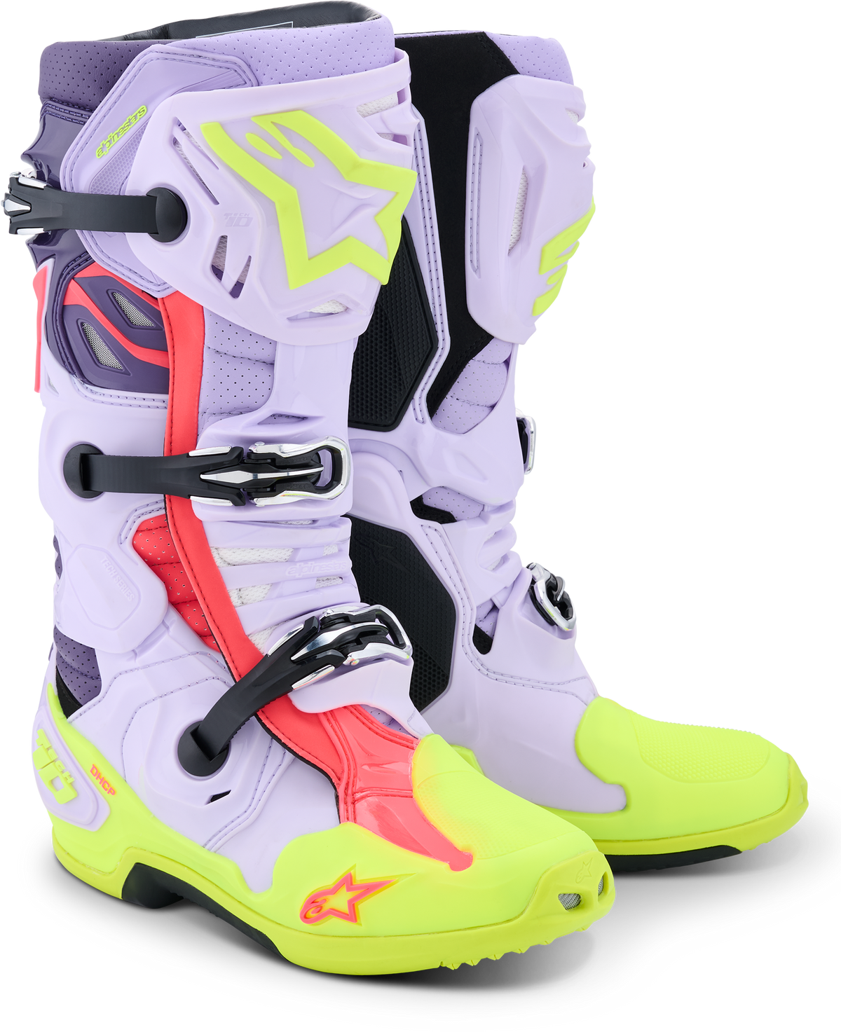 Alpinestars Tech 10 Supervented Offroad Boots US 12 Purple/Yellow Fluo/Diva Pink