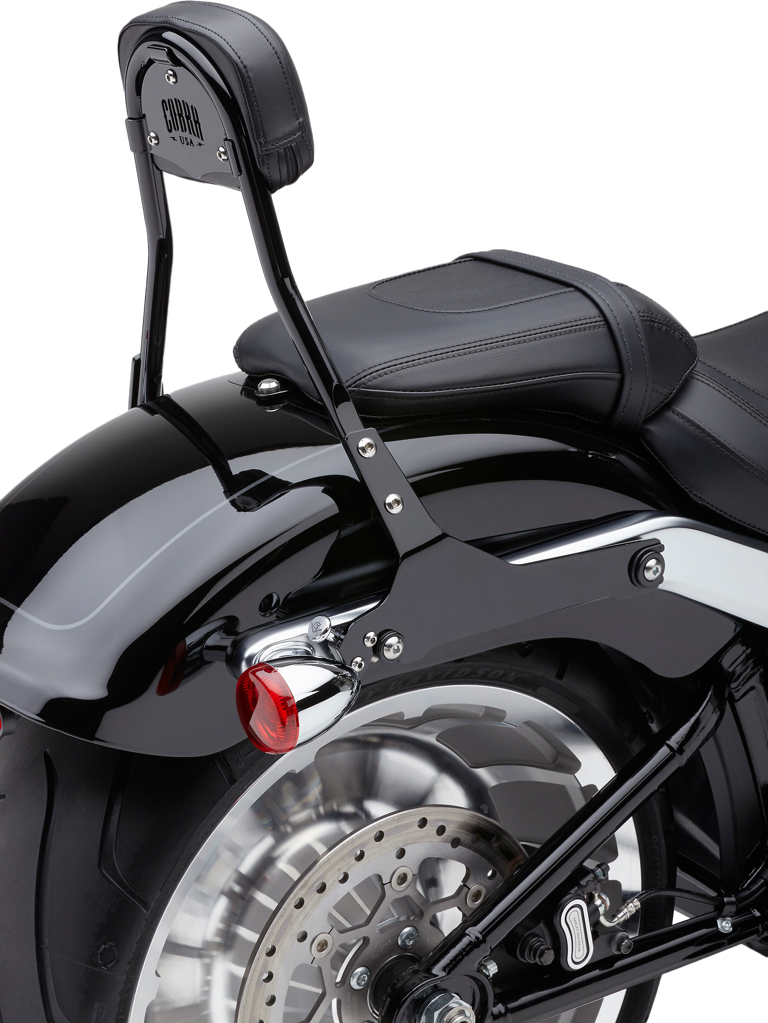 COBRA Detachable Backrest for Touring Models - Round Black Flfb/S 18 25 with Proprietary Mounting System