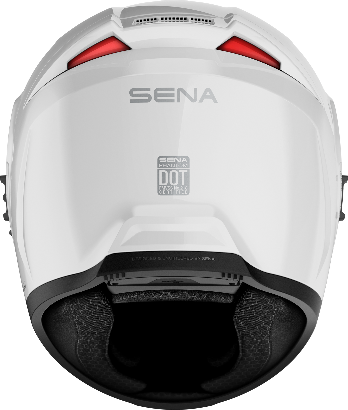 SENA Phantom Full-Face Mesh Helmet with Bluetooth 5.3 and Harman Kardon Audio – Large, Gloss White