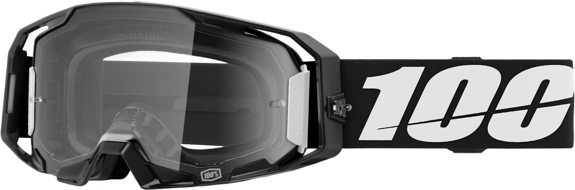 100 Percent Armatic MX Goggles Black with Clear Lens – Offroad Motocross Eyewear