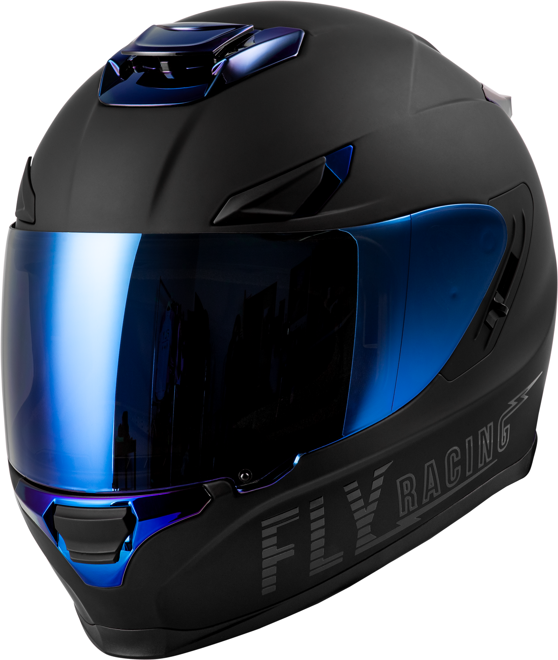 Fly Racing Sentinel Recon Full-Face Helmet Matte Black/Blue Chrome X-Large - Street Motorcycle Helmet with Advanced Ventilation and Impact Protection