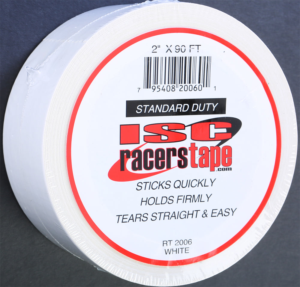 ISC Racers Tape 2-Inch x 90 Feet White Poly Coated Industrial Grade Duct Tape
