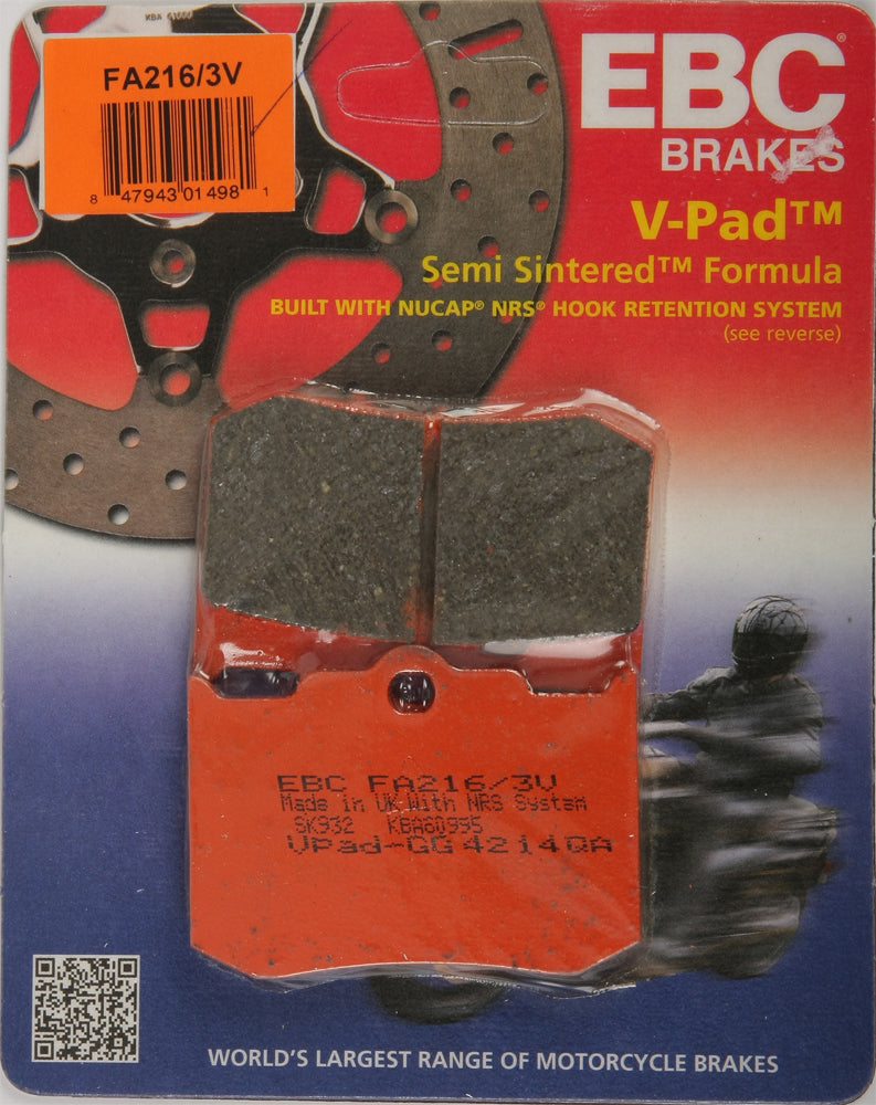 EBC Brakes V Series Front Brake Pads for Indian Cruiser and Big Twin Models – Part FA216/3V