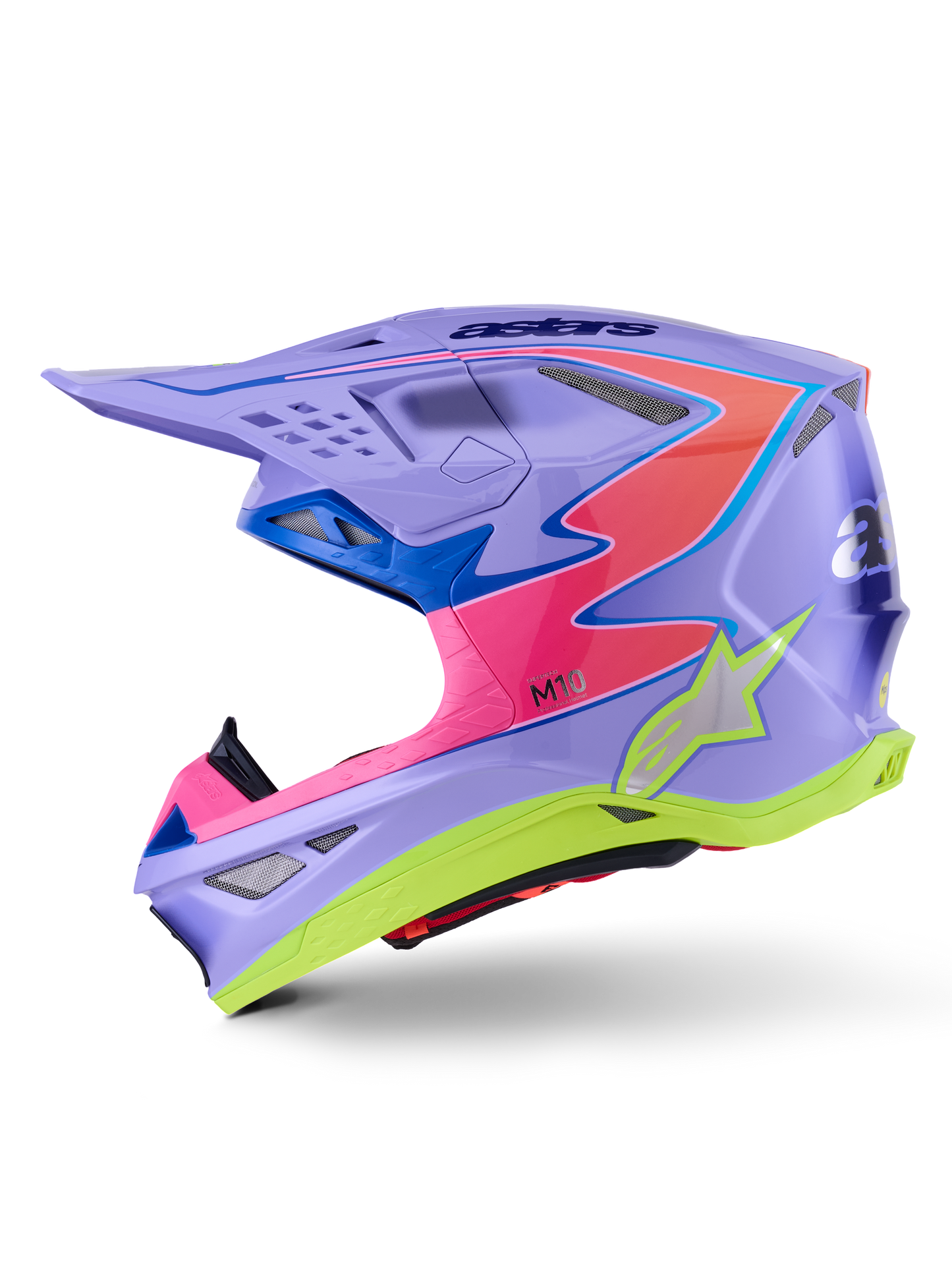 Alpinestars S-M10 Jett Lawrence Off-Road Helmet in Purple/Pink Fluo/Yellow Fluo – X-Small
