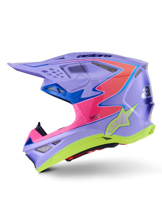 Alpinestars S-M10 Jett Lawrence Off-Road Helmet - Medium, Gloss Finish in Purple/Pink Fluo/Yellow Fluo