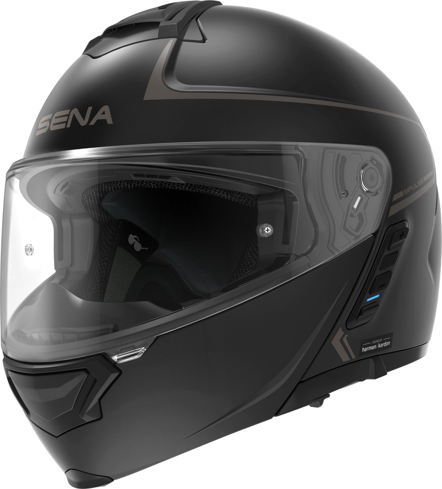 SENA Impulse Modular Helmet Matte Black Medium with Harman Kardon Speakers and Mesh Intercom