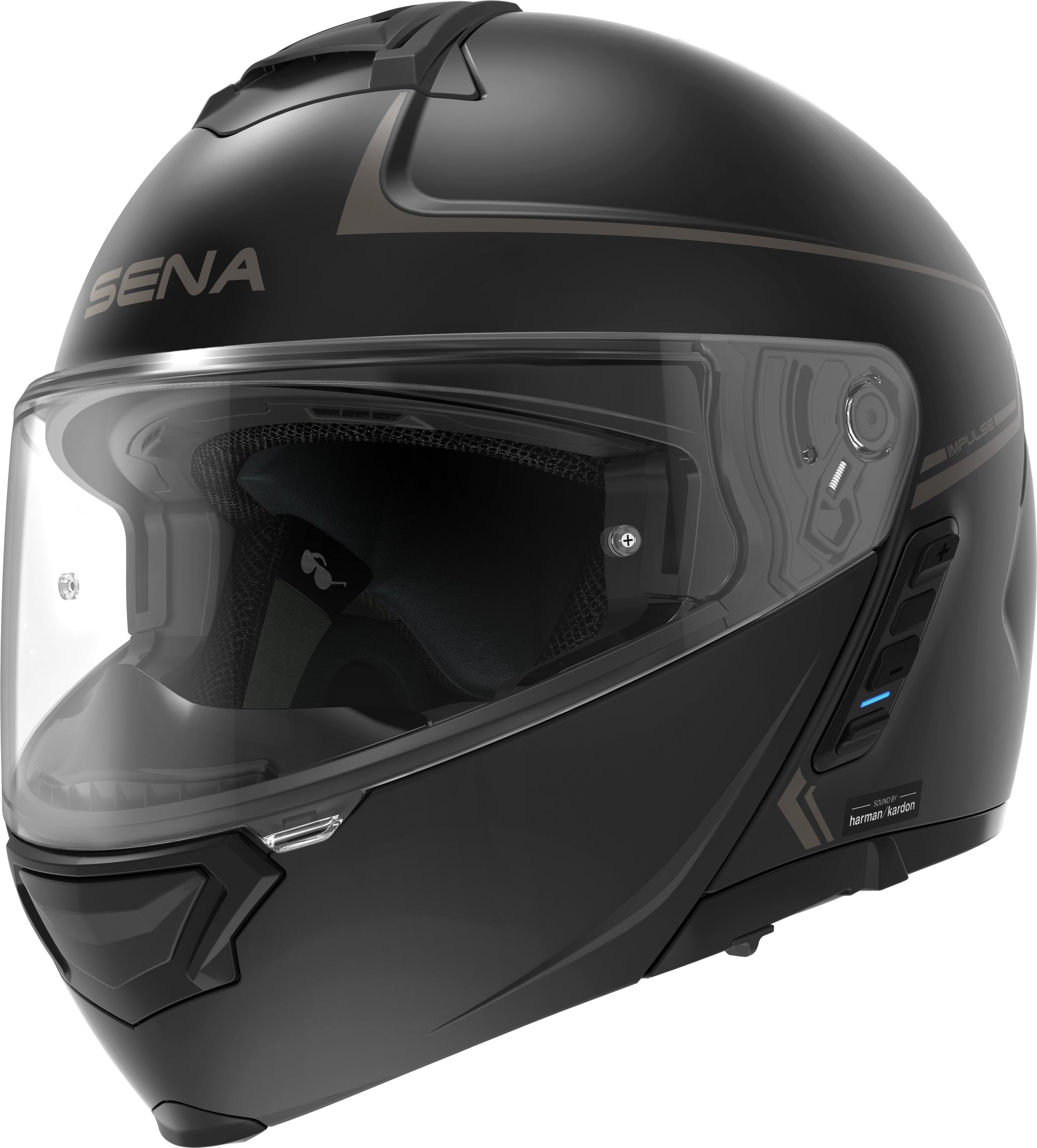 SENA Impulse Modular Helmet Matte Black Medium with Harman Kardon Speakers and Mesh Intercom