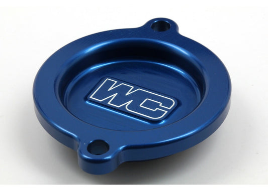 Works Oil Filter Cover for KTM and Husqvarna Offroad Engines - Blue