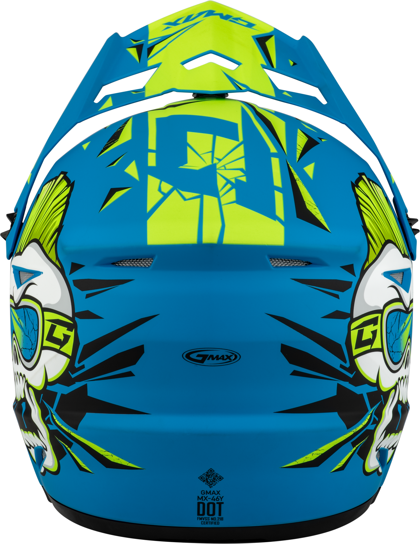 GMAX Youth MX 46Y Unstable Helmet - Matte Blue/Green, Large Off-Road Helmet