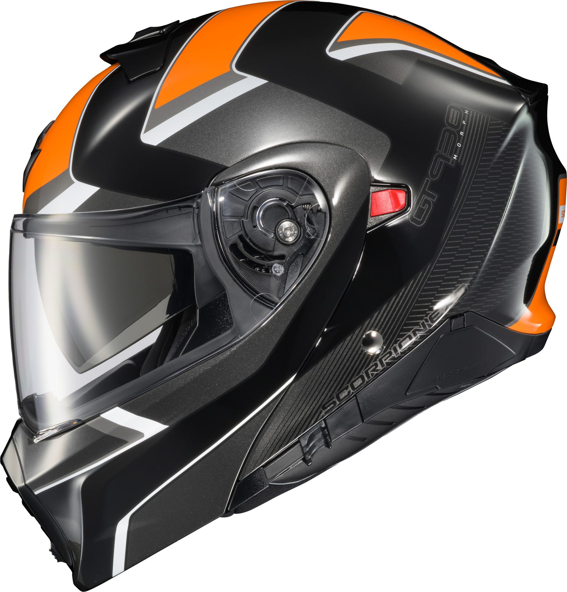 ScorpionEXO Exo-GT930 Transformer Helmet in Orange – Modular Street Helmet with Sun Visor and Bluetooth Compatibility