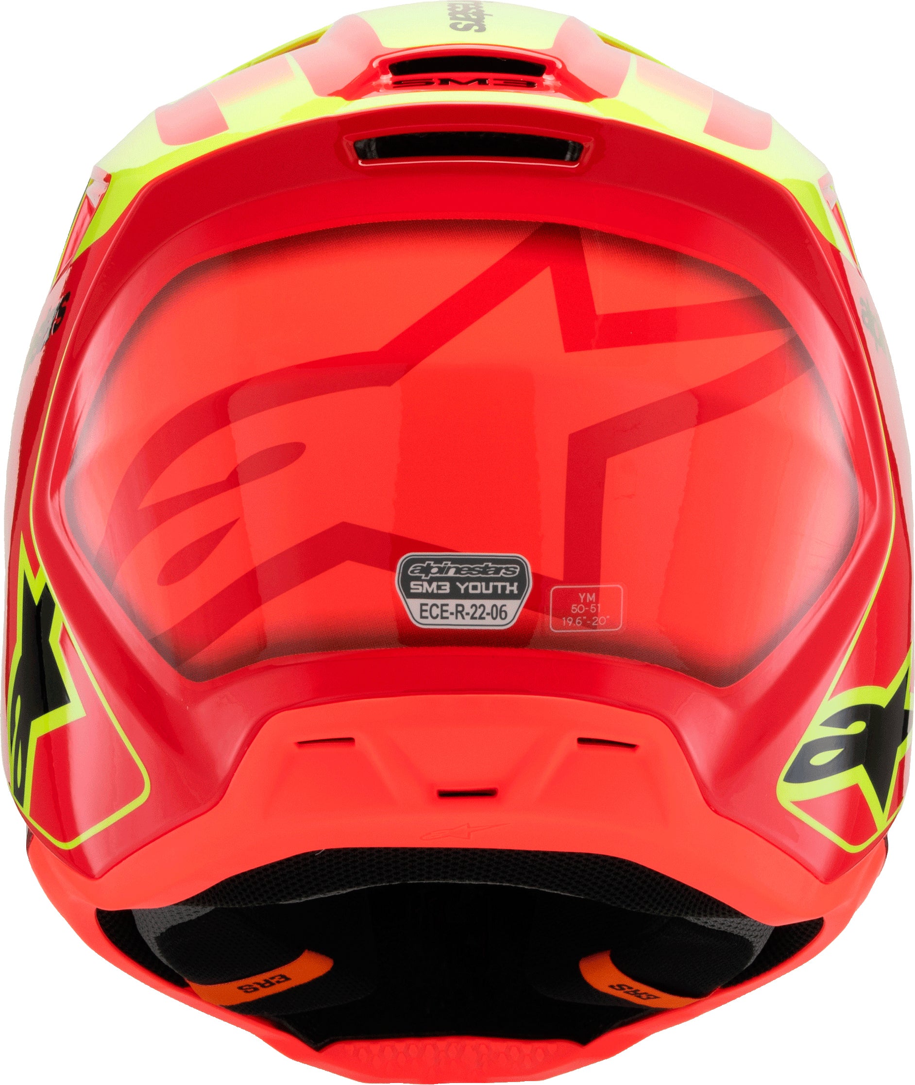 Alpinestars SM3 Youth Off-Road Helmet - Red/Yellow Fluo/Black, Size Youth Small