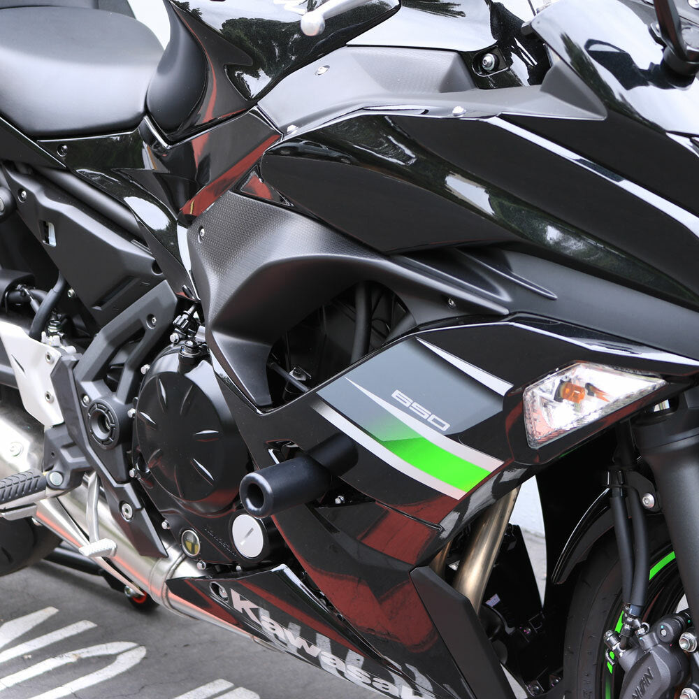 Shogun Motorsports Black Frame Sliders for Kawasaki Ninja 650 and Z650 (Part #750-4519)