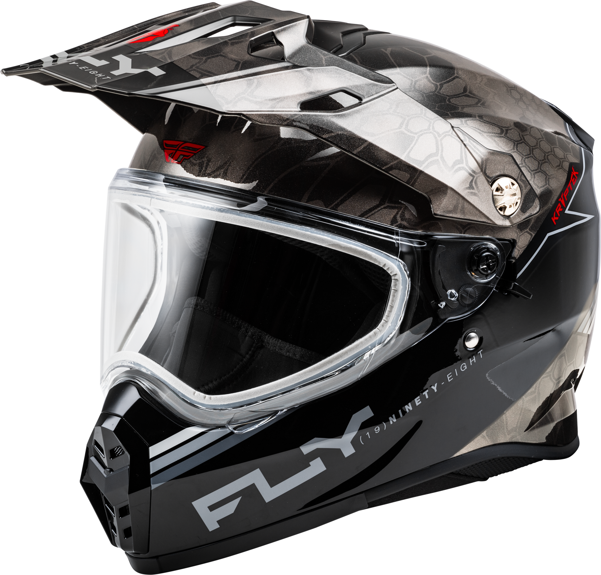 Fly Racing Trekker CW Conceal Helmet - Large, Black/Grey/White, Snow Full-Face Helmet with Sun Shade and Ventilation System