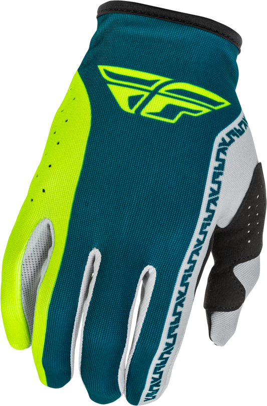 Fly Racing Lite Gloves for Men - X-Small Grey, Lime & Teal Offroad MX Gloves Part 379-713XS