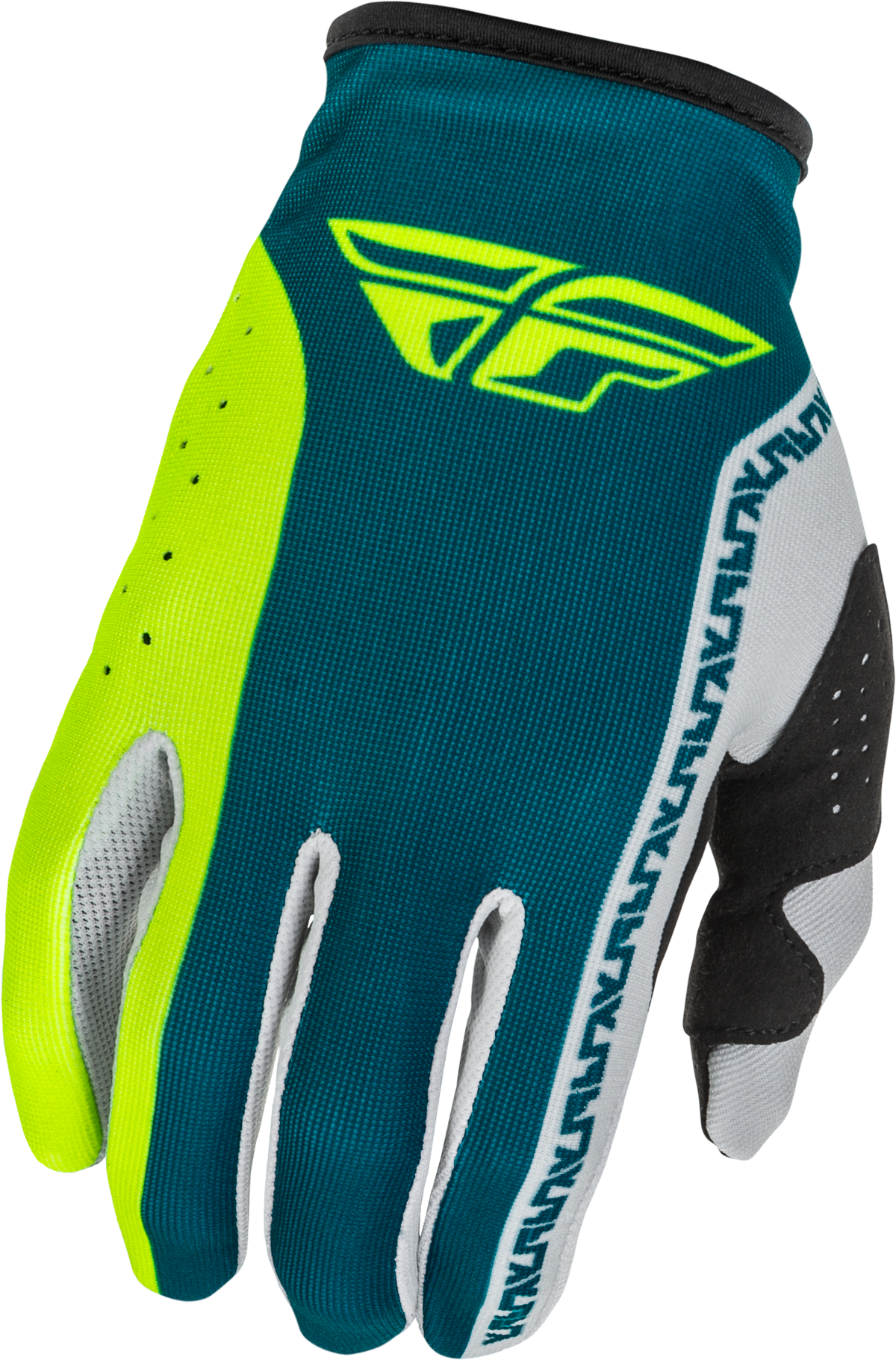 Fly Racing Lite Gloves for Men - X-Large Grey, Lime, and Teal Offroad MX Gloves (Part #379-713X)