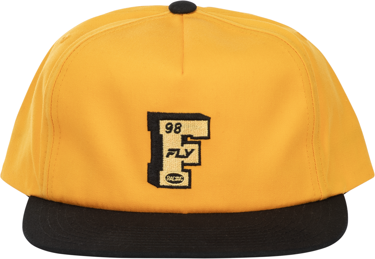 Fly Racing Varsity Mustard Hat with Embroidered Logo and Adjustable Snapback Closure