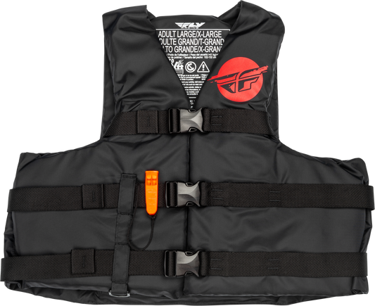 Fly Racing Nylon Flotation Vest Black/Red X-Small – Coast Guard Approved Unisex Life Vest for Watercraft