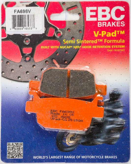 EBC Brakes FA698V Semi Sintered V Series Brake Pads for 2018-2017 Benelli TNT 300