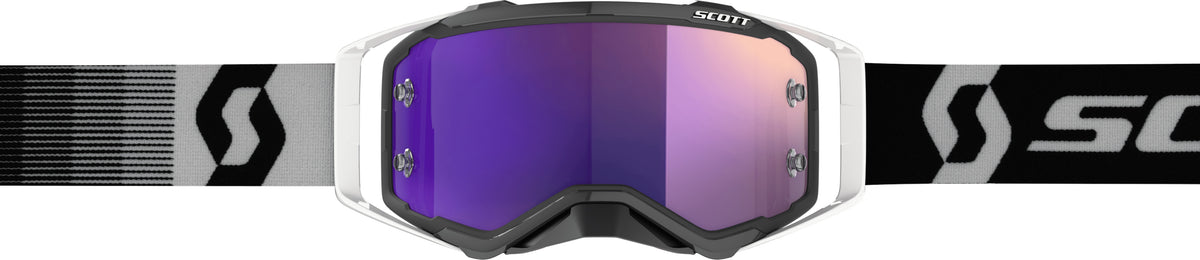 SCOTT Prospect Goggle Premium Black and White with Purple Chrome Lens for Offroad Riding