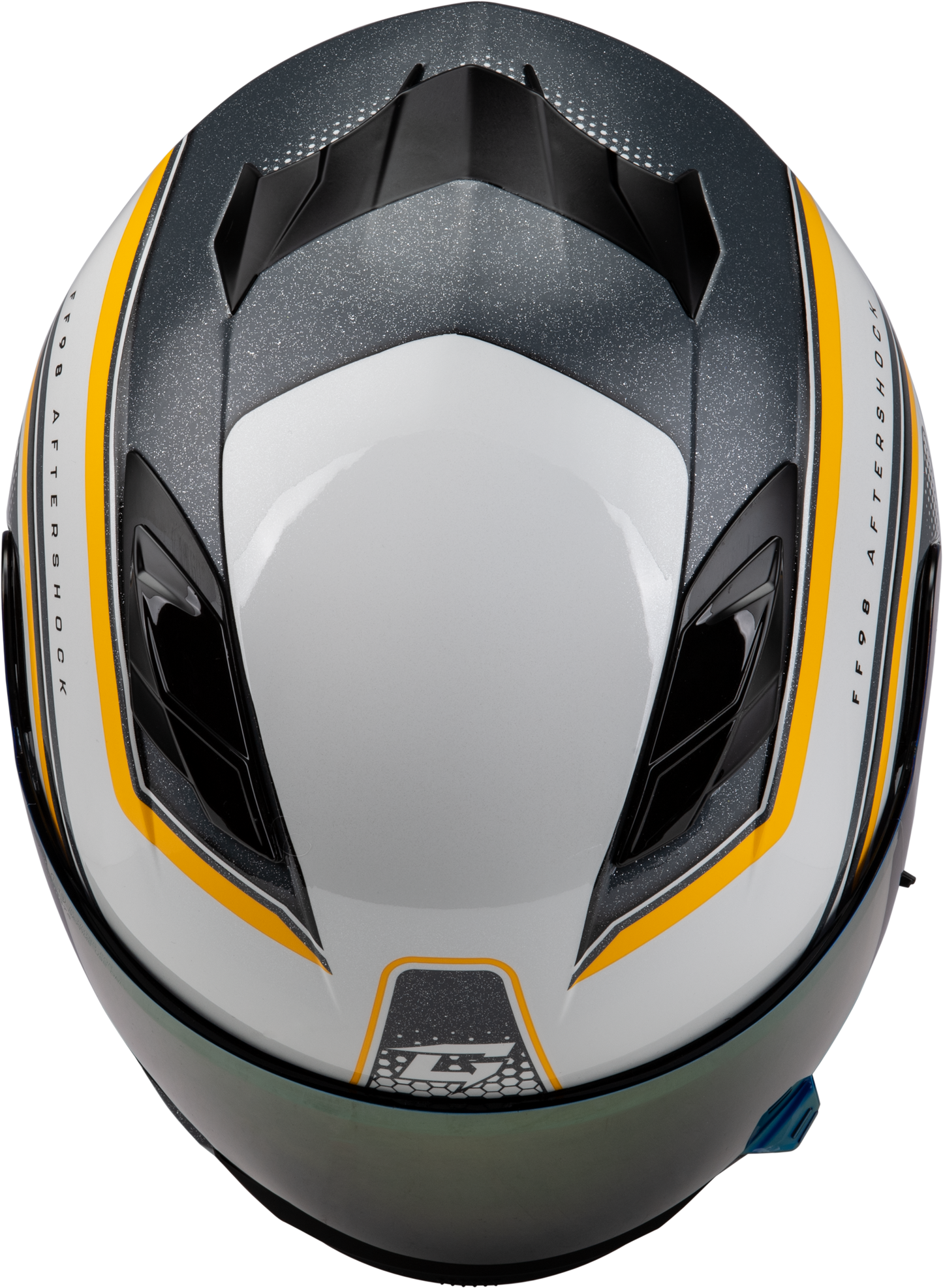 GMAX FF-98 Aftershock Full-Face Helmet - Small, White/Silver Metallic, DOT Approved with Integrated LED Rear Light