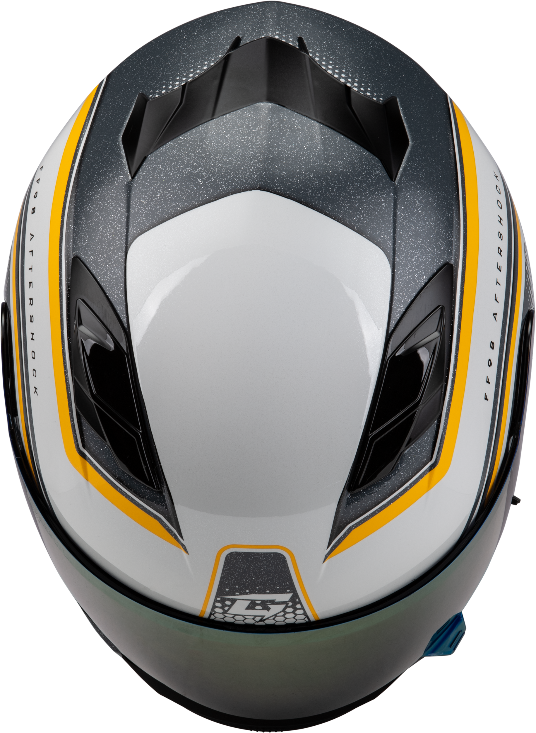 GMAX FF-98 Aftershock Full-Face Helmet - Small, White/Silver Metallic, DOT Approved with Integrated LED Rear Light