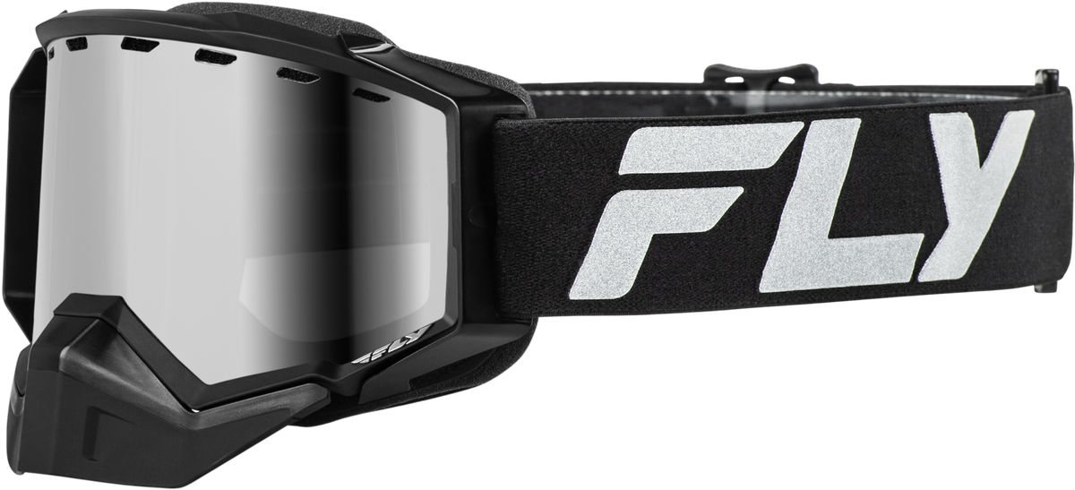 Fly Racing Zone Elite Snow Goggles Black and Silver with Silver Mirror/Polarized Smoke Lens