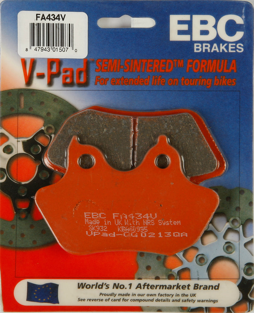 EBC Brakes Fa434V V Series Brake Pads for Harley Davidson V-Twin Cruisers