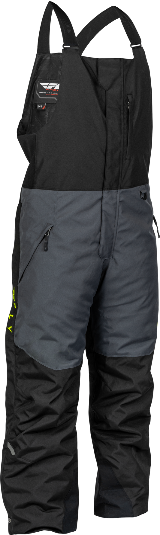 Fly Racing Outpost Bib Pants for Snow, Small, Black/Grey/Hi-Vis Yellow