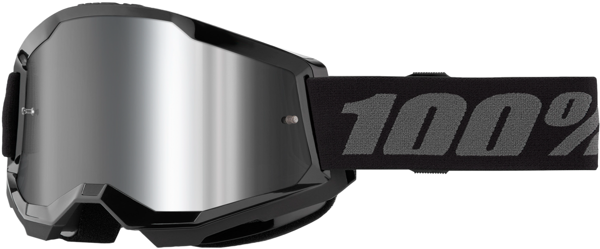 100-Percent Strata 2 Junior Goggle Black with Mirror Silver Lens for Offroad Riding